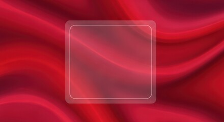 Fototapeta premium Red and pink abstract background with a transparent square frame.