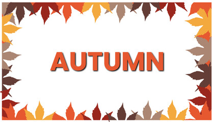 Autumn leaves border background with seasonal text in the center