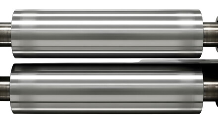 Obraz premium Stainless Steel Roller Cylinder with Reflection in White Background