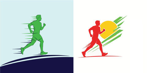 Dynamic Runner Illustrations with Speed Lines and Energetic Designs