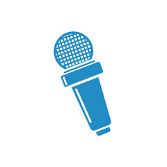 Blue Microphone Icon: Sound Recording and Communication Symbol.