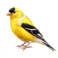 American Goldfinch bird isolated, white background cut out png