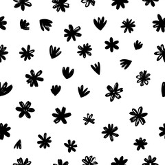 Simple Black and White Floral Pattern.