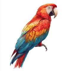 Fototapeta premium Scarlet macaw parrot isolated, white background cut out png