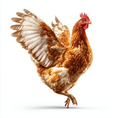 Fototapeta premium Chicken with wings spread isolated, white background cut out png