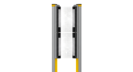 Tall Industrial Metal Frame with LED Lighting in Modern Workspace