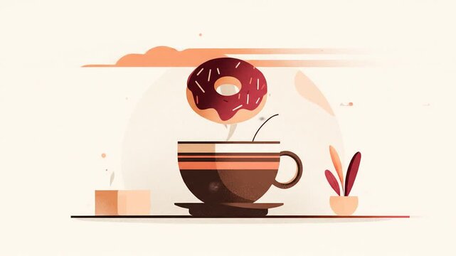 Donut coffee drink illustration