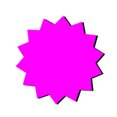Pink starburst badge shape with black shadow for sticker, sale label, promotion tag, and comic