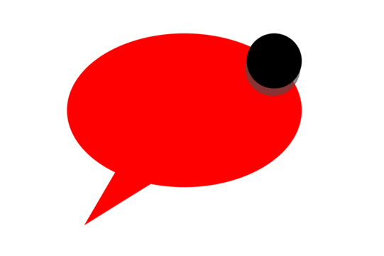 Red oval speech bubble with black notification dot for chat, message, comment, dialogue, alert, communication, and social media graphic design element