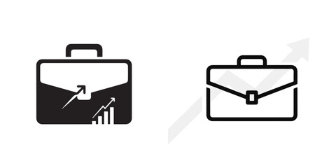 Professional Briefcase Icons with Business Growth Elements
