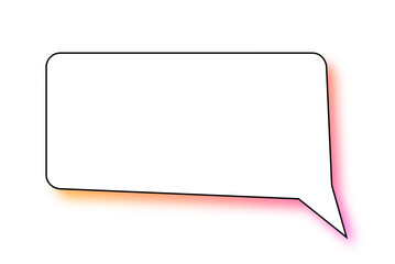 white speech bubble with black outline and colorful gradient shadow for chat, message, comment, dialogue, and social media