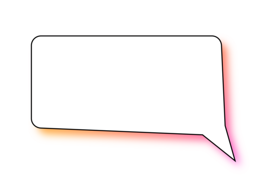 white speech bubble with black outline and colorful gradient shadow for chat, message, comment, dialogue, and social media