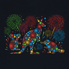 Fireworks forming animal silhouettes