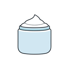 Stylized flat vector illustration of cosmetic cream jar icon scalable eps for beauty and skincare