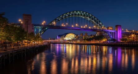 Naklejka premium Tyne Bridge at Night, Newcastle Upon Tyne.