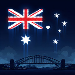 Drone show Harbour Bridge night