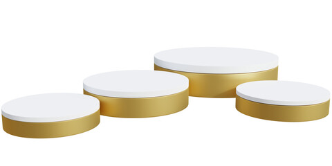 White and gold podium for promoting various popular premium products. 3D illustration.