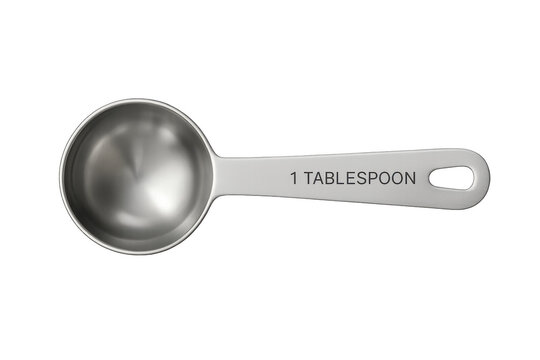 Metal measuring tablespoon kitchen utensil with transparent background