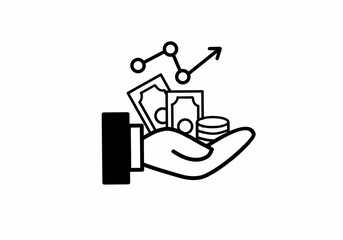 Revenue Growth Icon Line Vector Illustration