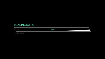 Loading data progress bar animation HD resolution isolated on black background with glitch effect - Powered by Adobe