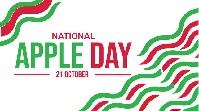 National Apple Day banner design with bold red and green typography with minimal style, celebrated on 21 october