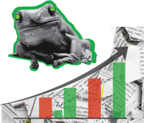 frog and circle chart art collage