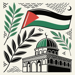 Modern Palestine Flag Colors Vector Illustration