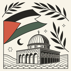 Minimalist Flat Style Vector Illustration Representing Palestine Art