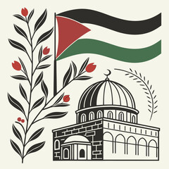 Flat Style Al Aqsa Mosque Vector Art