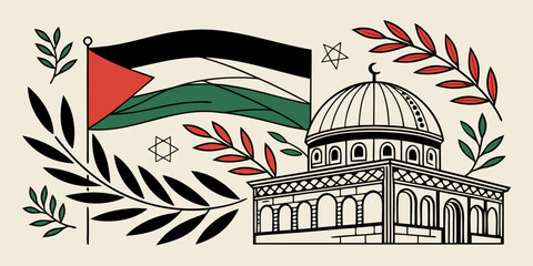 Simple Palestinian Embroidery Vector Illustration