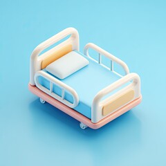 Illustration of a hospital bed on a smooth blue background