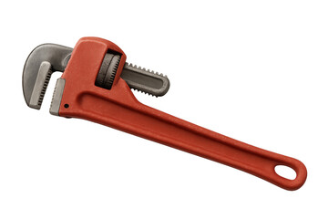 Red pipe wrench tool for plumbing repairs