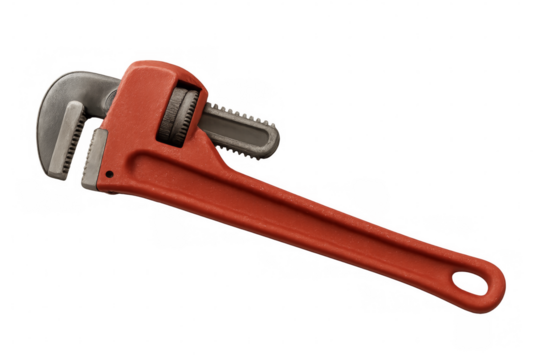Red pipe wrench tool for plumbing repairs