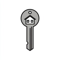 Key illustration home symbol inside a key shape for property or security concepts