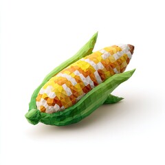 Low poly style corn on the cob isolated on white background
