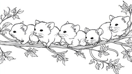 Cute rodents on branch