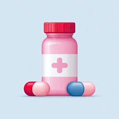 Medical bottle and pills pharmaceutical healthcare and treatment concept