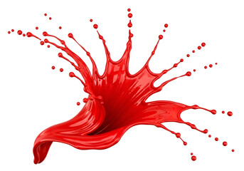 Naklejka premium Vibrant red paint splash against a stark black background, showcasing dynamic motion and fluid forms.