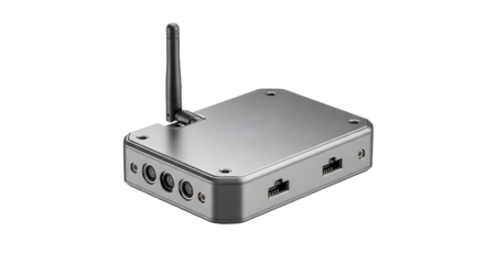 Wireless Communication Device with Antenna and Multiple Ports in Silver Finish