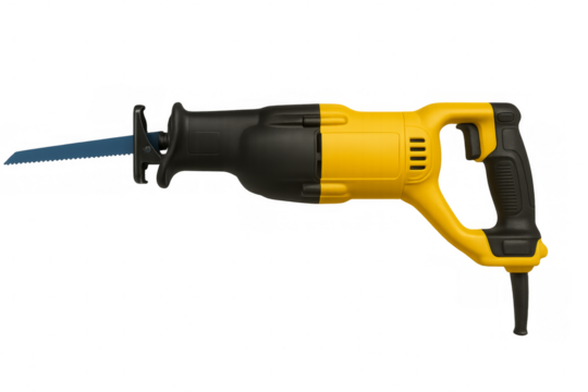 Reciprocating saw power tool representing construction and demolition - Powered by Adobe