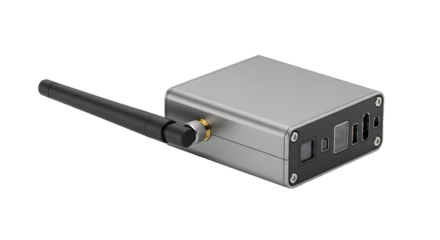 Wireless Communication Device with Antenna in Silver and Black