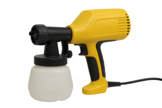 Yellow electric paint sprayer painting renovating doing diy
