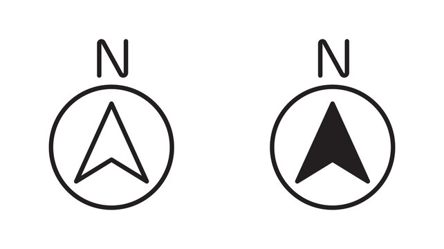 north arrow icon, vector illustration,