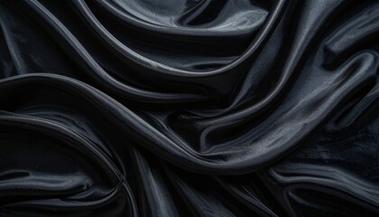 Luxurious dark fabric with smooth folds and silky flowing texture.
