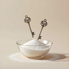 Floating Keys Above a Bowl of Sugar
