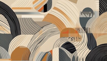 Fototapeta premium abstract beige grey geometric stripes seamless pattern