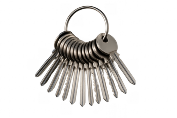 Metal keys on ring representing security and access