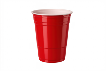 Red plastic party cup for beverages and beer pong