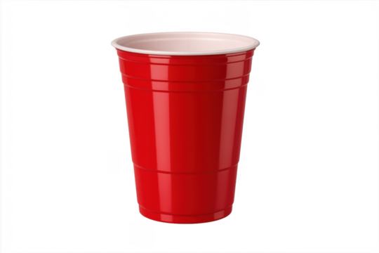 Red plastic party cup for beverages and beer pong