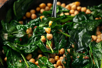 Spinach and Chickpea Stir Fry with Fresh Herbs